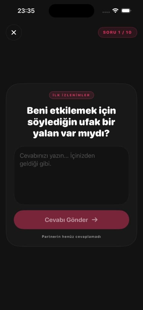Question card screen